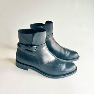 Ecco Black Genuine Leather Synthetic Outsole Buckle Ankle Boots size US 9.5